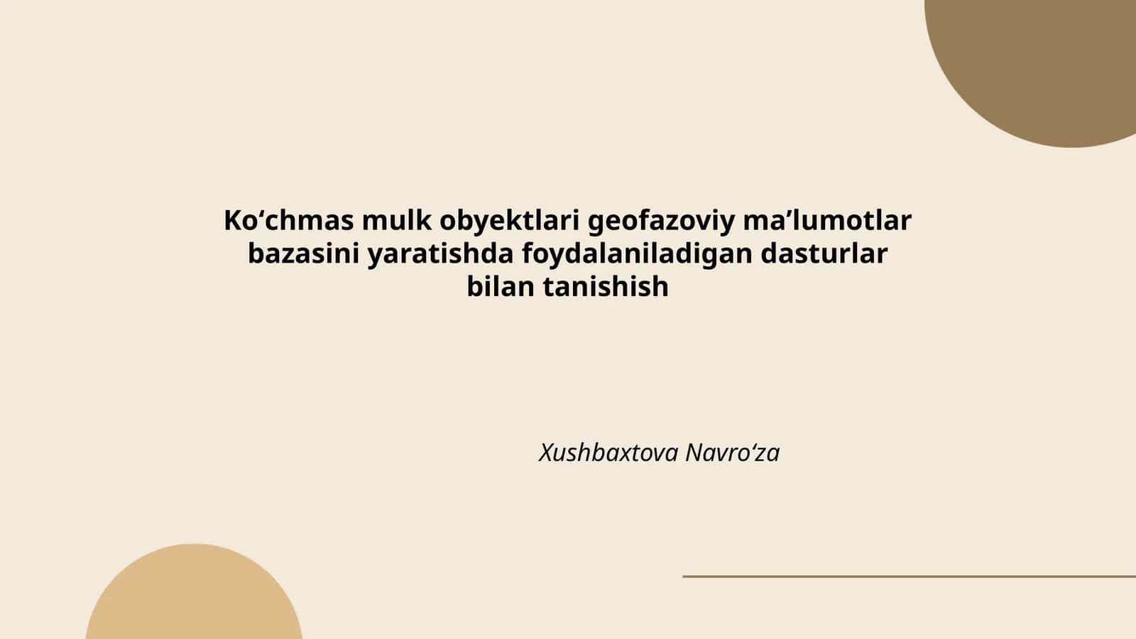 Koʻchmas mulk obyektlari geofazoviy maʼlumotlar bazasini yaratishda foydalaniladigan dasturlar