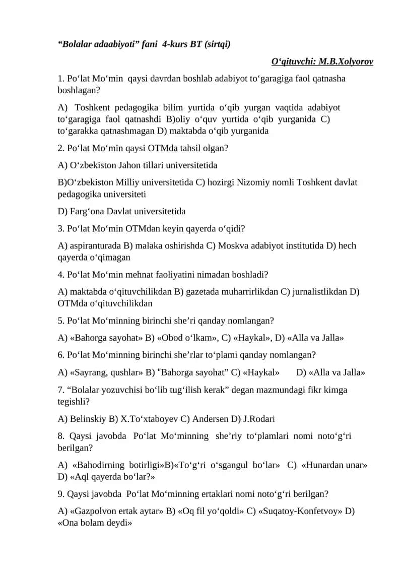 Bolalar adaabiyoti