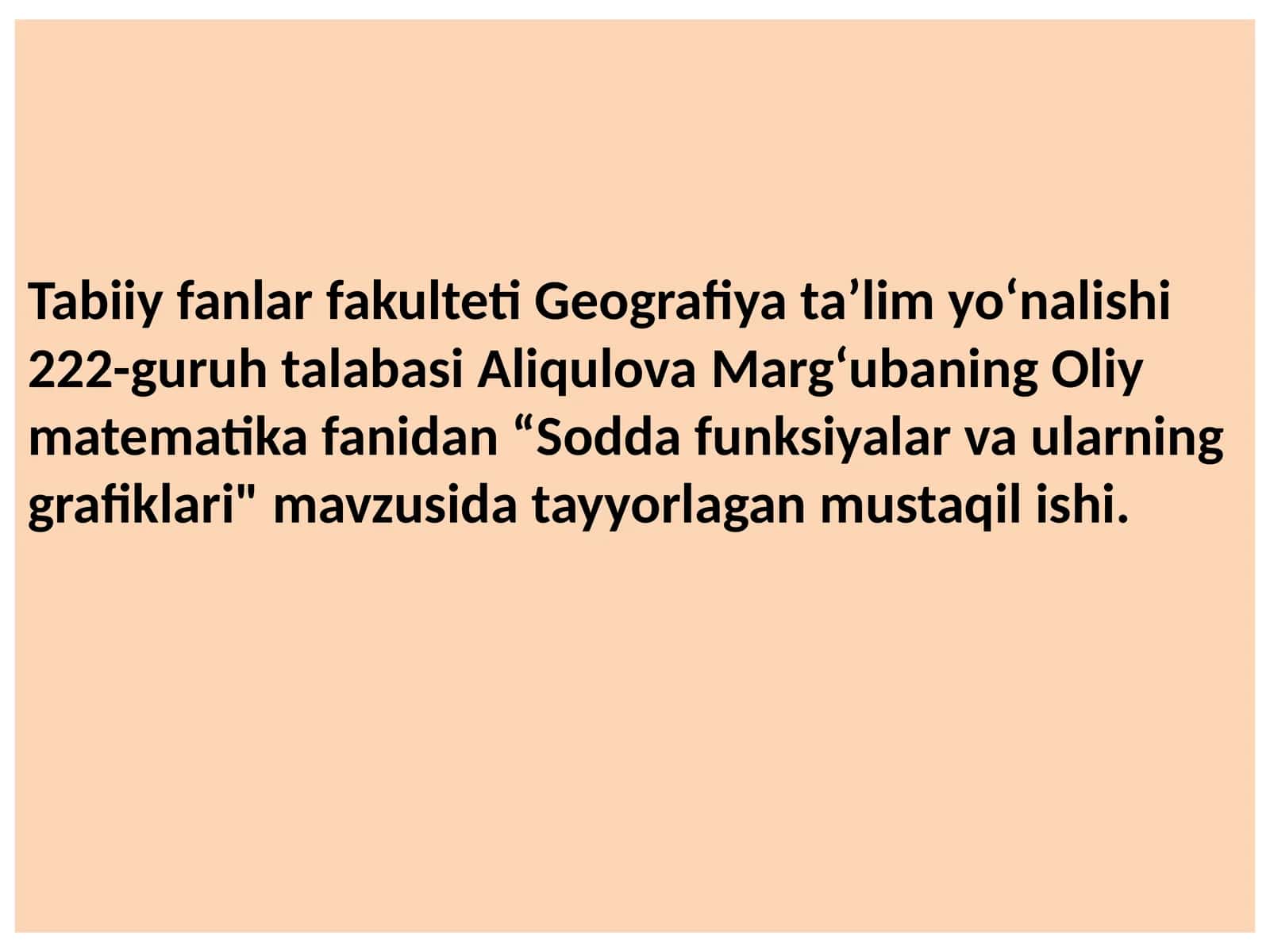 Sodda funksiyalar va ularning grafiklari