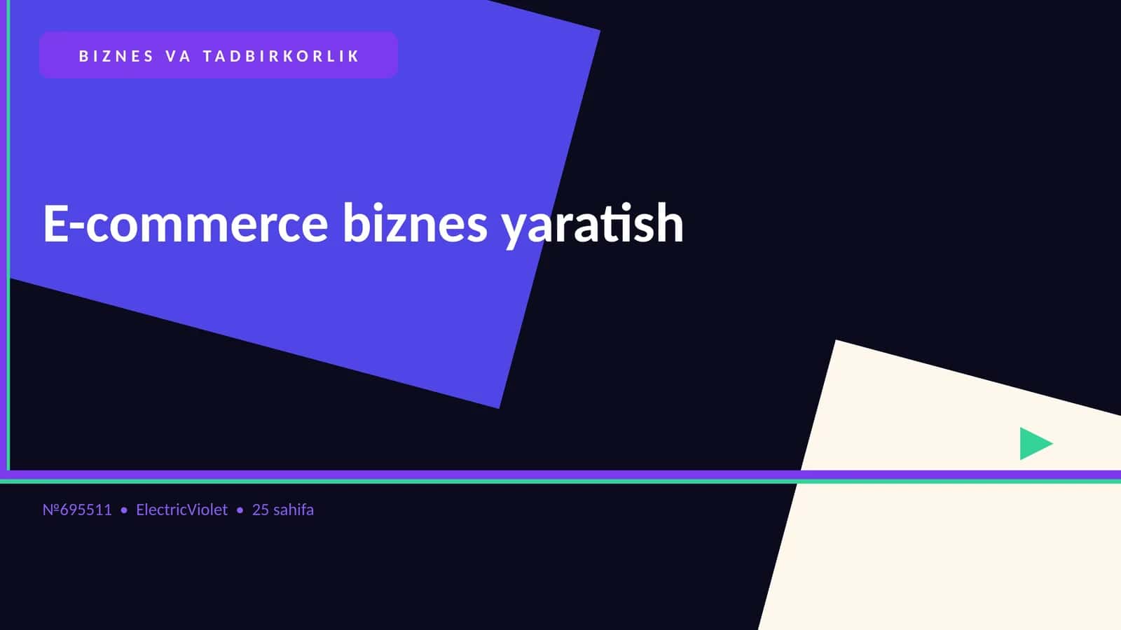 E-commerce biznes yaratish