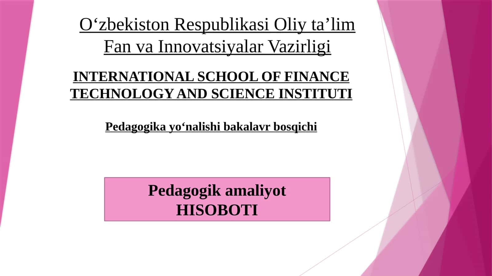 Pedagogika yoʻnalishi bakalavr bosqichi