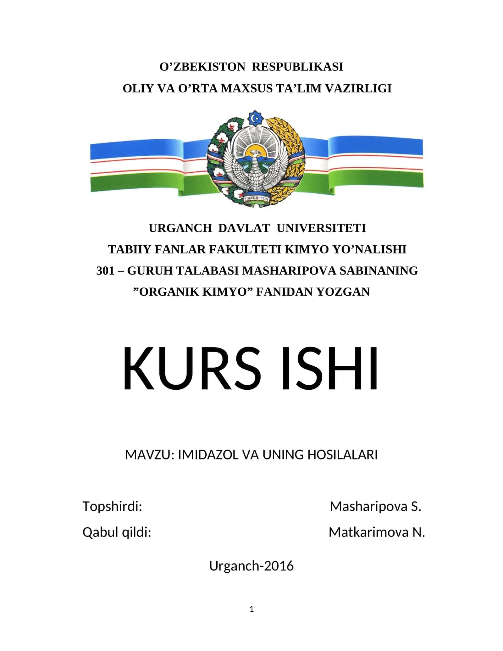IMIDAZOL VA UNING HOSILALARI