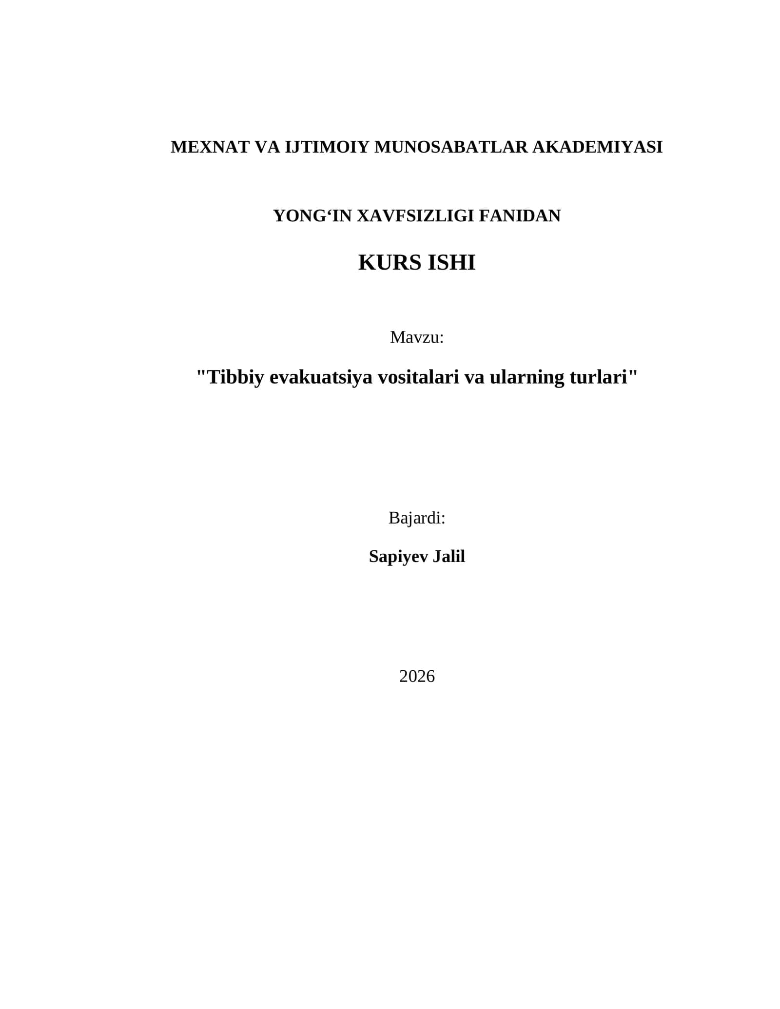 Tibbiy evakuatsiya vositalari va ularning turlari