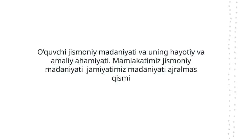 Jismoniy Madaniyat va Sog'liq