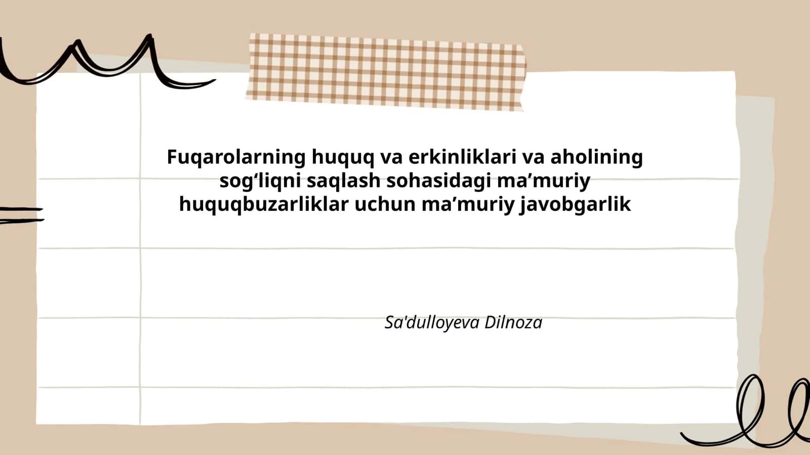 Fuqarolarning sogʻliqni saqlash sohasidagi asosiy huquqlari va erkinliklari