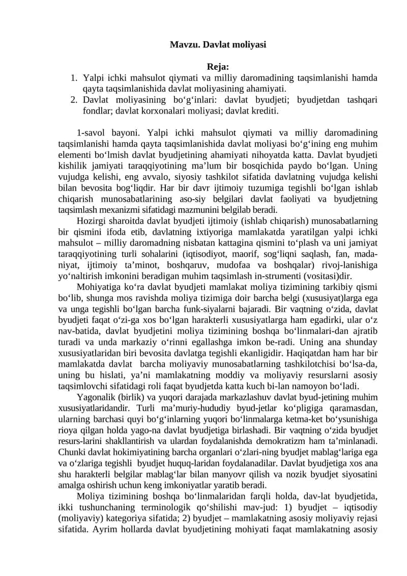 Davlat moliyasi