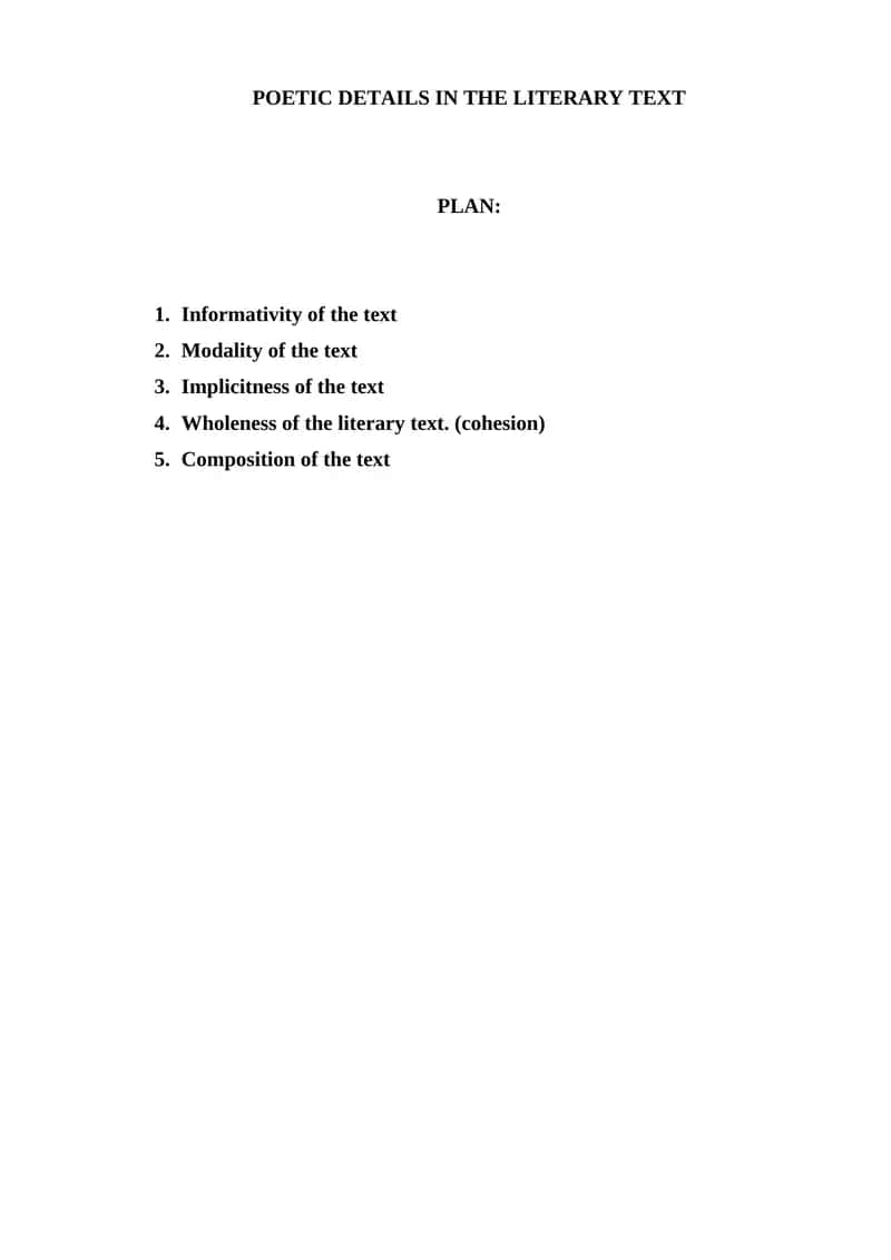 Poetic Details in the Literary Text