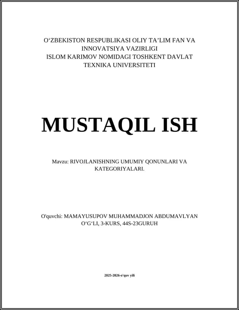 Rivojlanishning umumiy qonunlari va kategoriyalari
