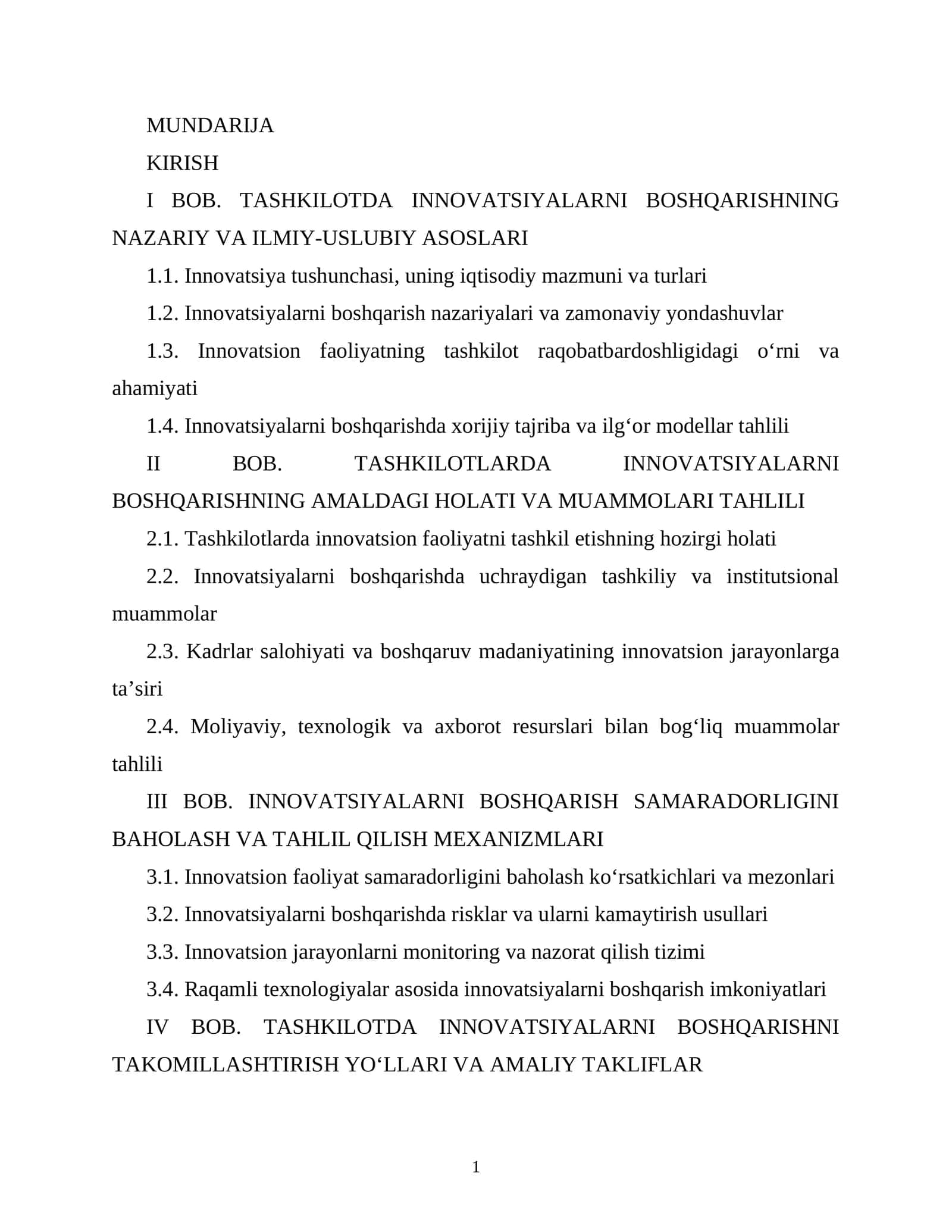 Tashkilotlarda Innovatsiyalarni Boshqarish