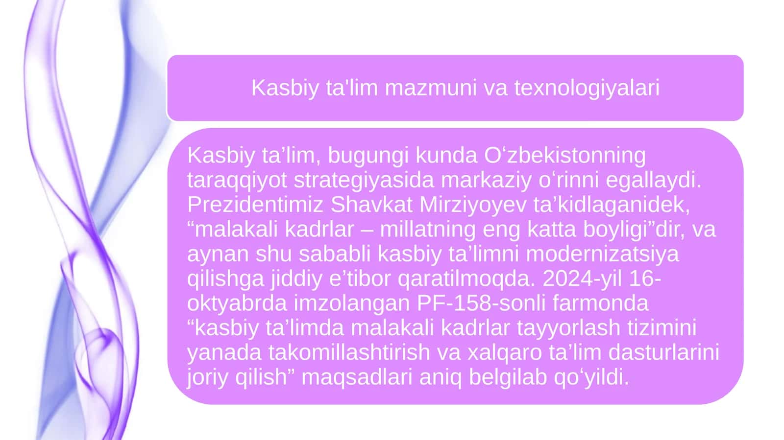 Kasbiy ta'lim mazmuni va texnologiyalari