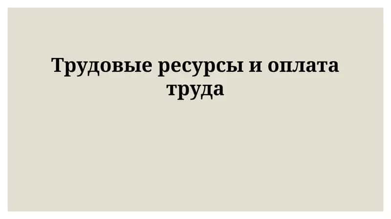 Трудовые ресурсы и оплата труда
