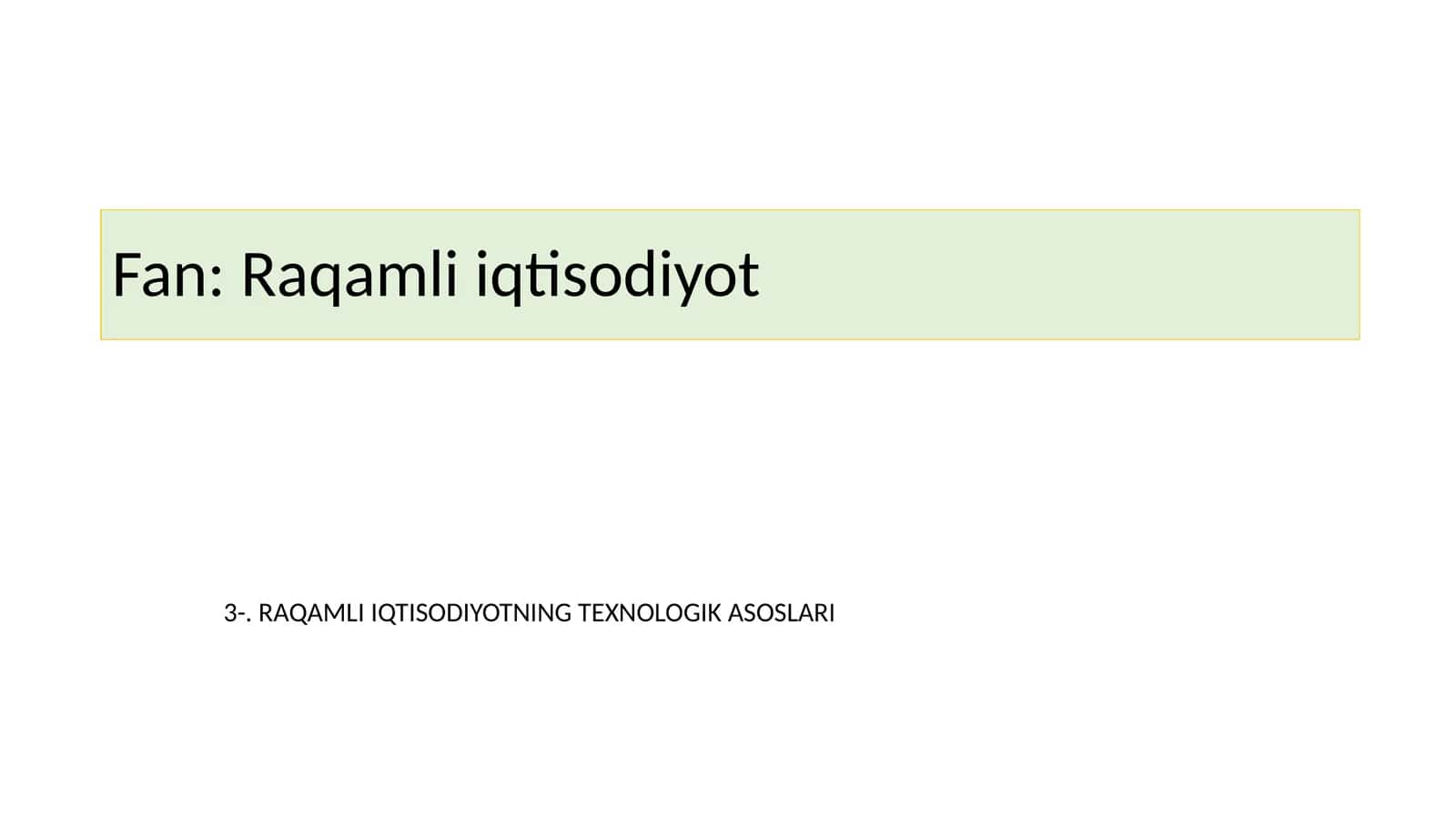 Raqamli iqtisodiyot
