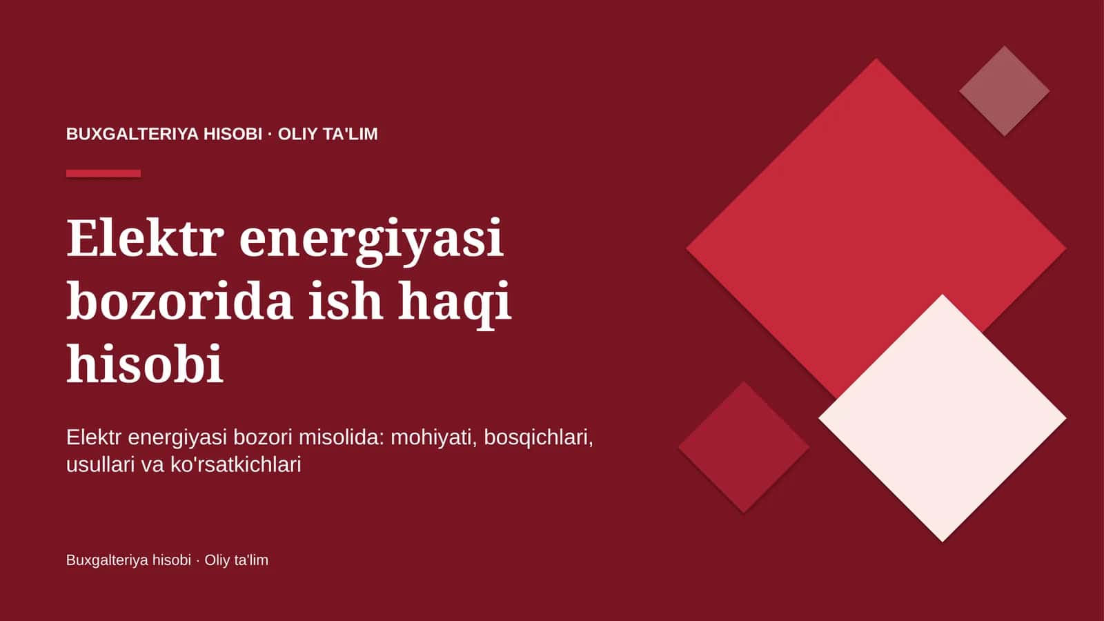 Elektr energiyasi bozorida ish haqi hisobi