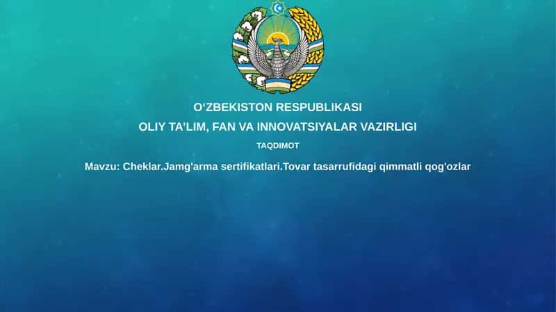 Cheklar, investitsiya sertifikatlari, tovar bilan ta'minlangan qimmatli qog'ozlar