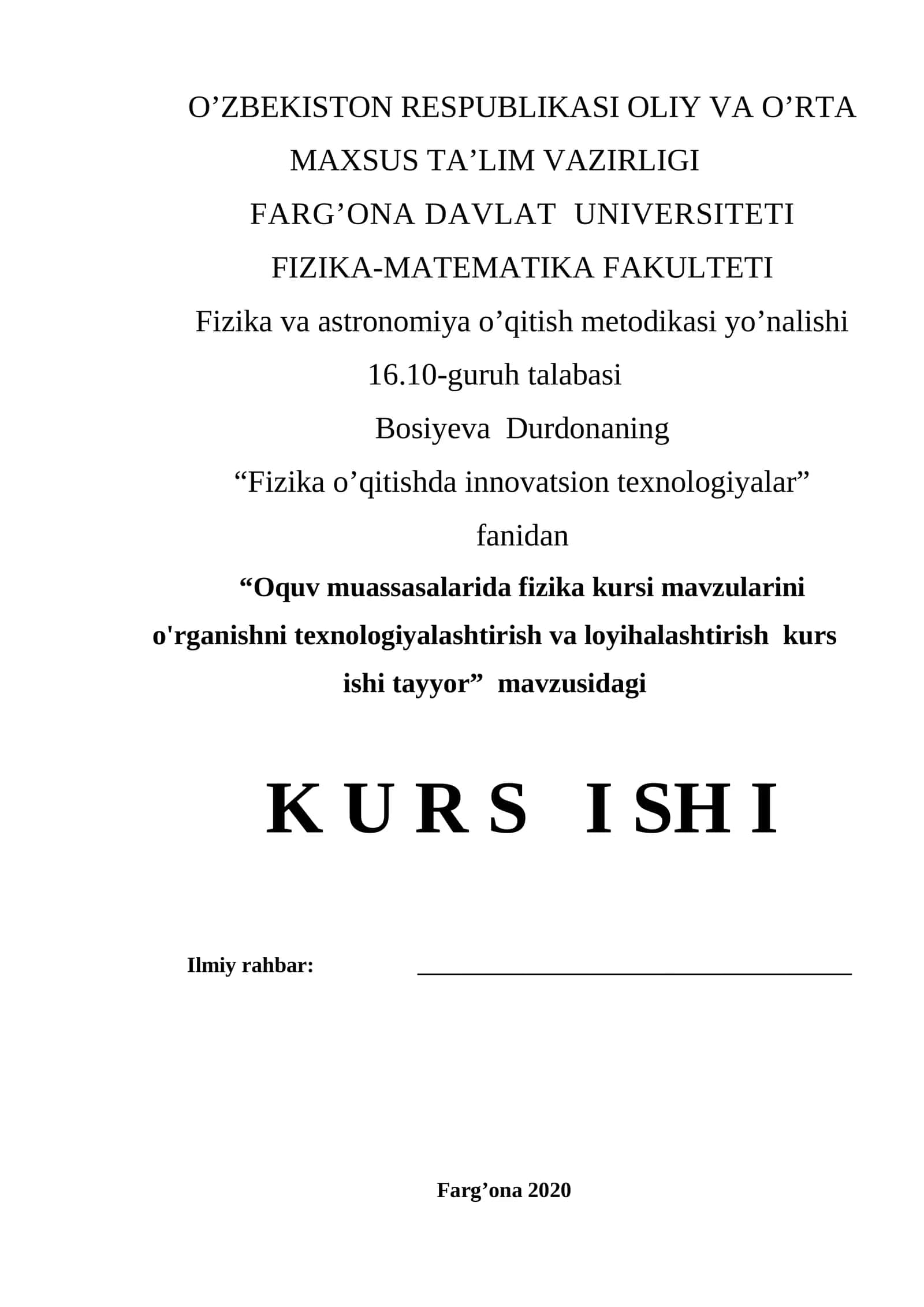Fizika o’qitish metodikasi