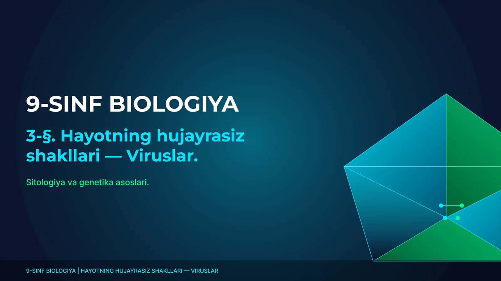 9-SINF BIOLOGIYA | HAYOTNING HUJAYRASIZ SHAKLLARI — VIRUSLAR
