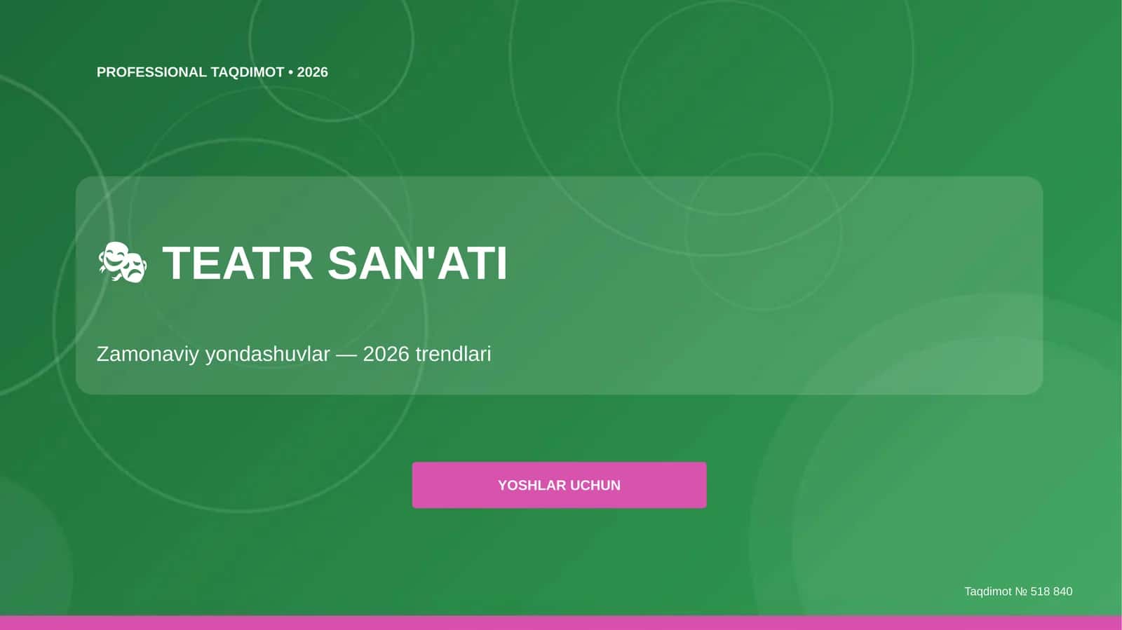 TEATR SAN'ATI: Zamonaviy yondashuvlar - 2026