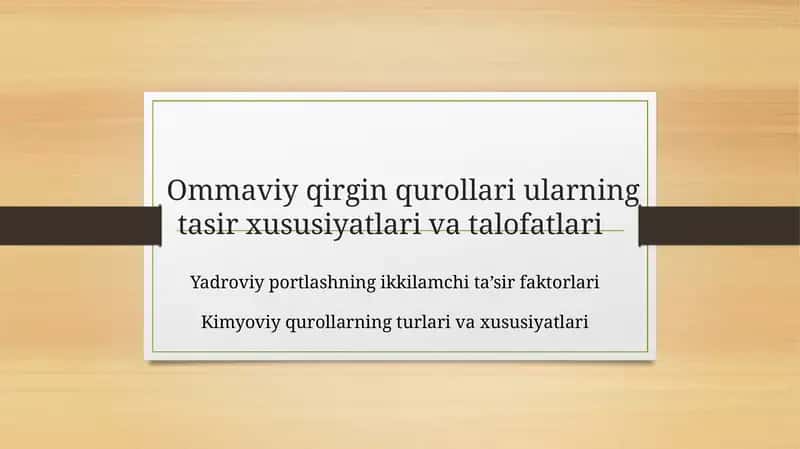 Yadroviy qurollarning turlari va xususiyatlari