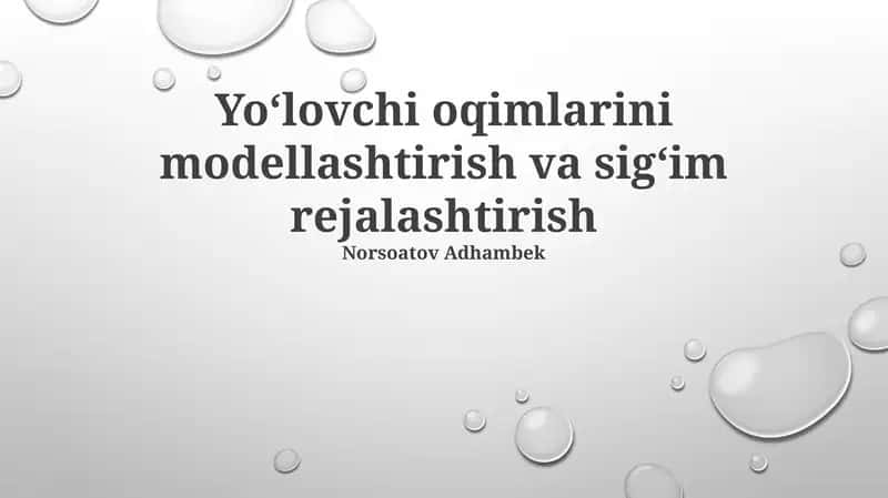 Yoʻlovchi oqimlarini modellashtirish va sigʻim rejalashtirish