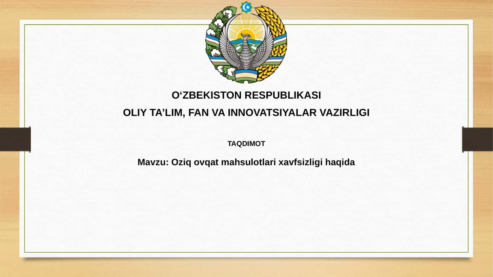 Oziq-ovqat mahsulotlari xavfsizligi haqida