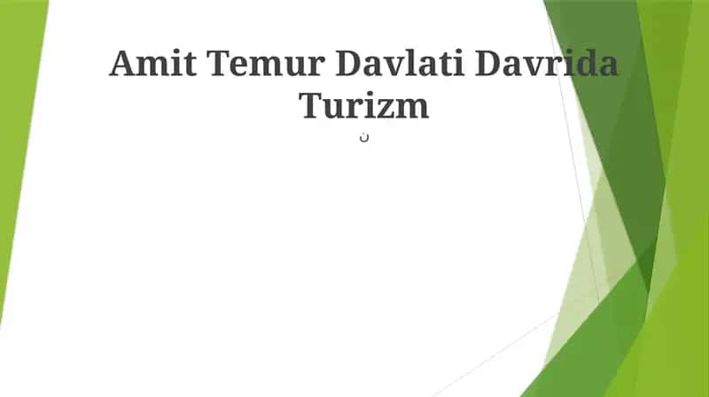 Amit Temur Davlati Davrida Turizm