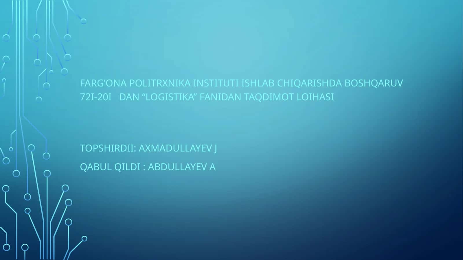 Logistikani Vazifalari va konsepsiyasi