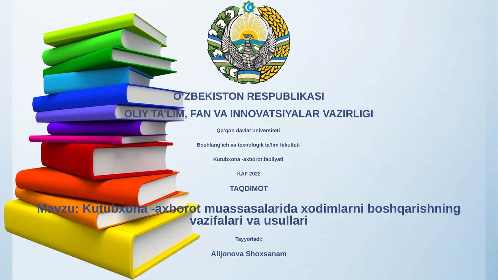 Kutubxona -axborot muassasalarida xodimlarni boshqarishning vazifalari va usullari