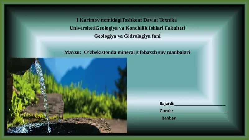 O'zbekistonda mineral sifobaxsh suv manbalari