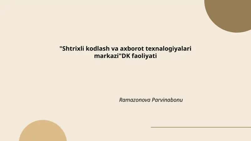 "Shtrixli kodlash va axborot texnalogiyalari markazi"DK faoliyati