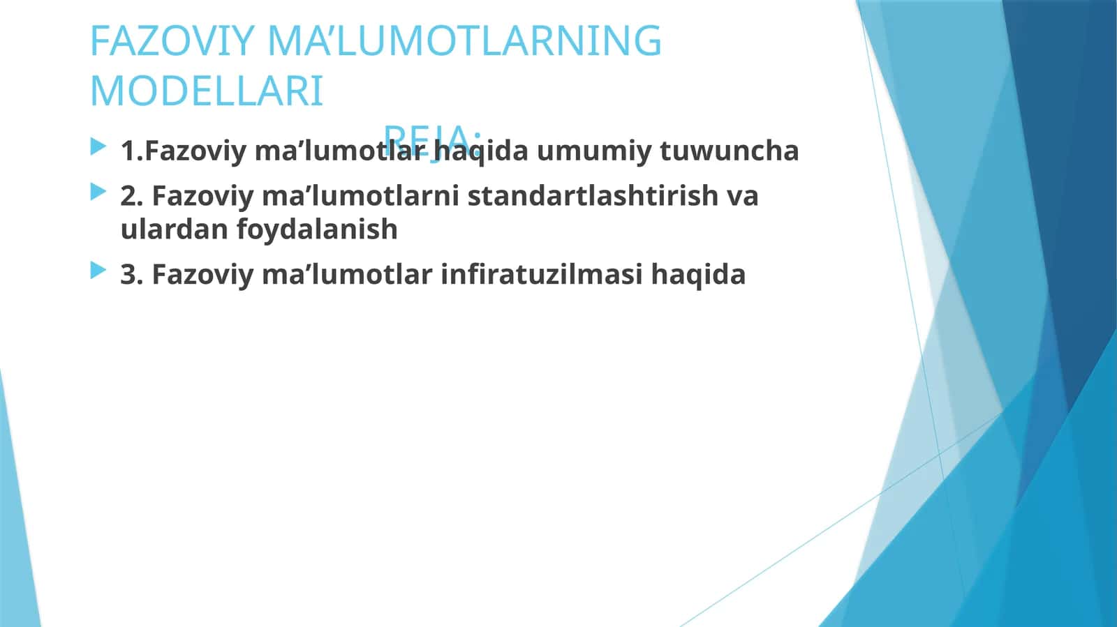 Fazoviyma’lumotlarning modellari