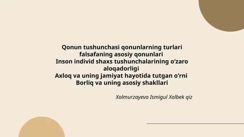 Qonun tushunchasi qonunlarning turlari falsafaning asosiy qonunlari