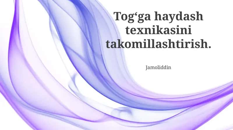 Tog‘ga haydash texnikasini takomillashtirish
