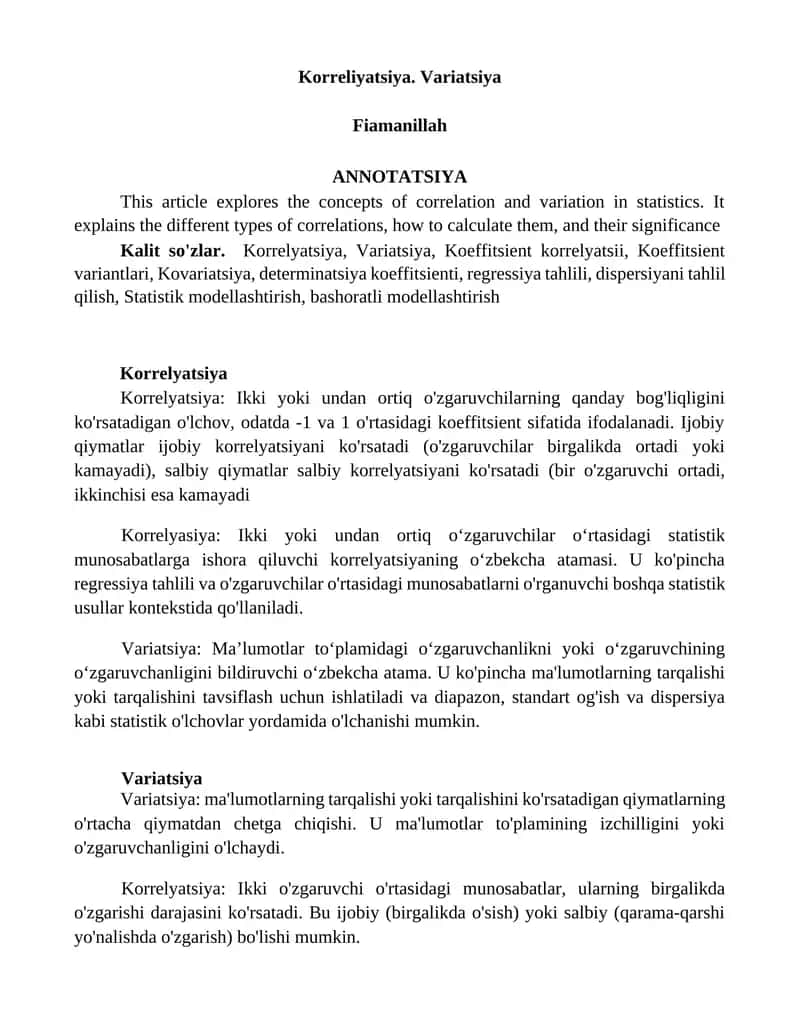 Korrelyatsiya