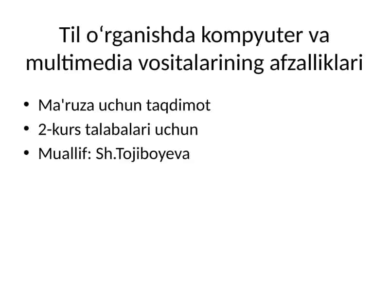 Kompyuter va Multimedia Vositalari