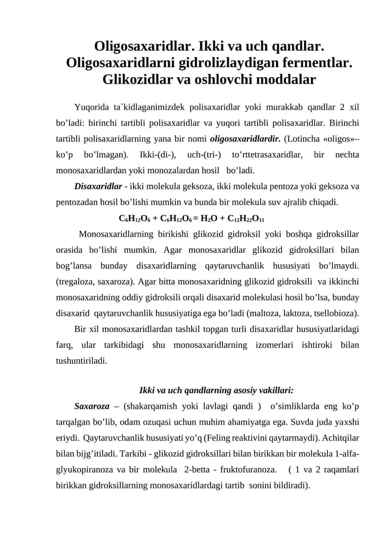 Oligosaxaridlar