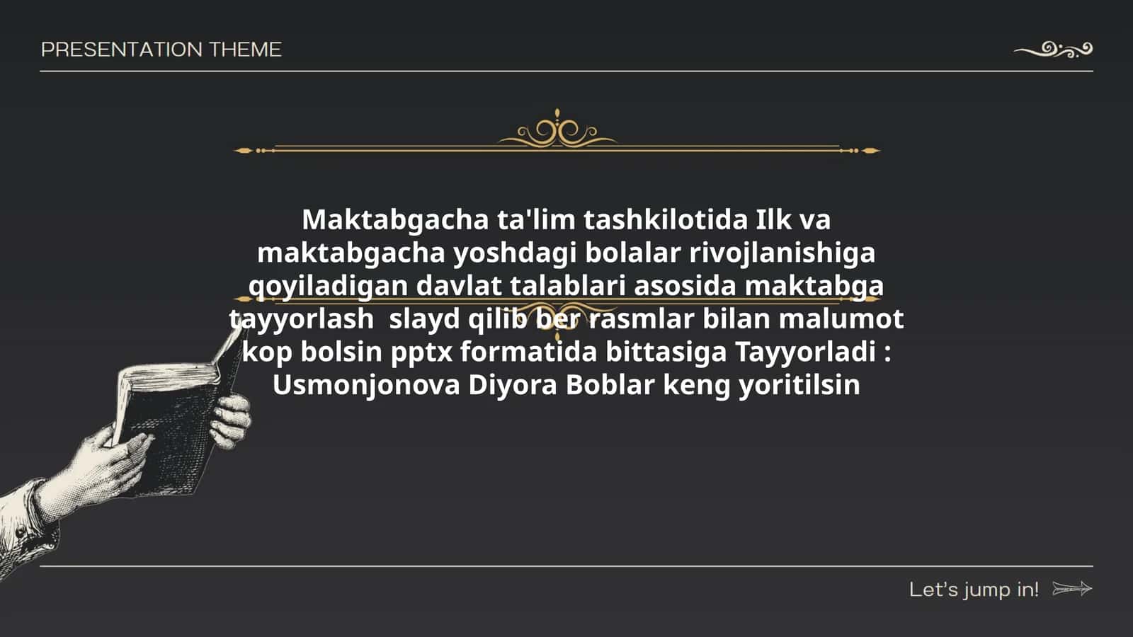 Tayyorladi: Usmonjonova Diyora Boblar keng yoritilsin