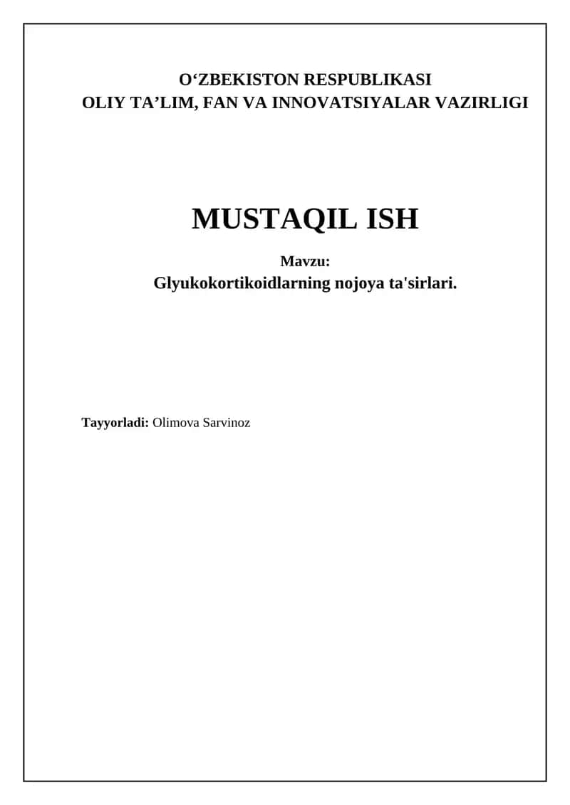 Glukokortikoidlarning nojoya ta'sirlari va ularning mexanizmlari