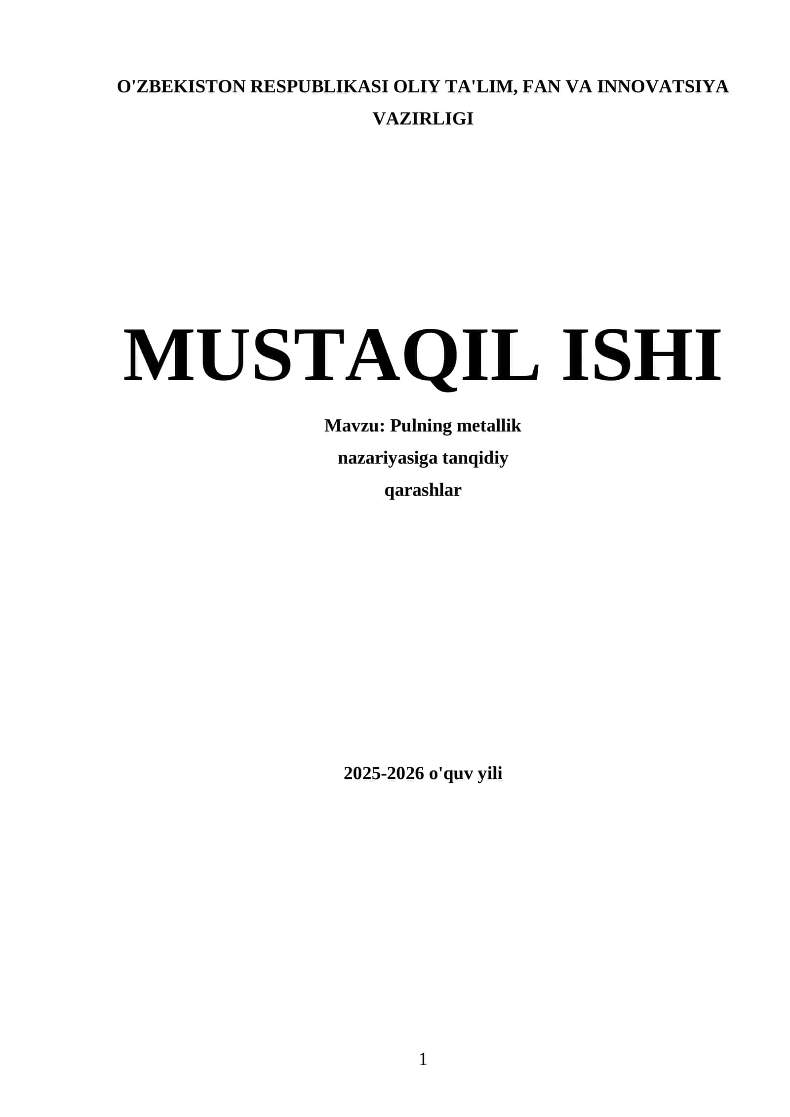 Pulning metallik nazariyasiga tanqidiy qarashlar