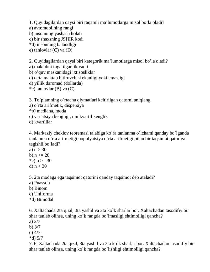 Statistika misollari