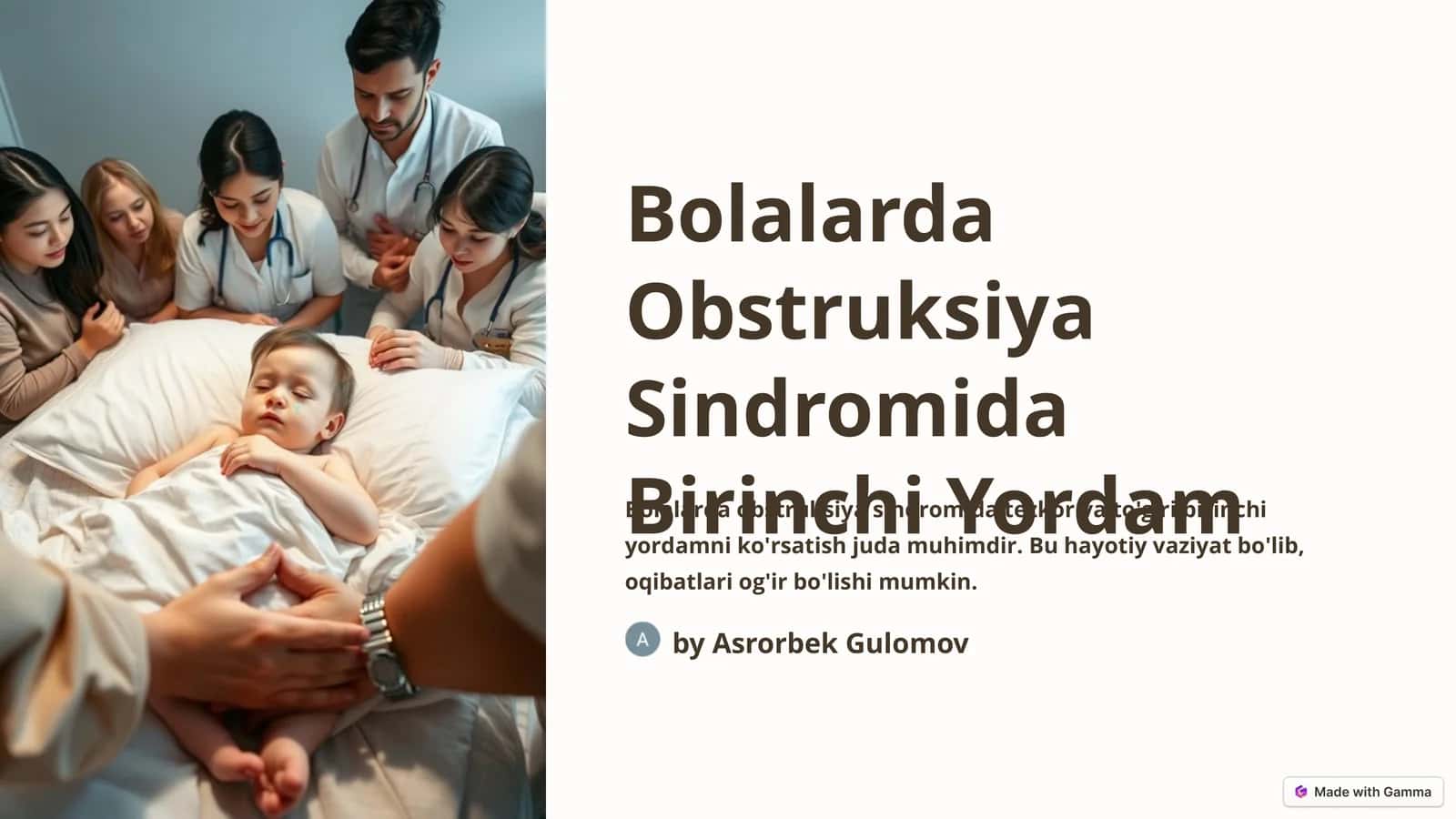 Bolalarda Obstruksiya Sindromida Birinchi Yordam