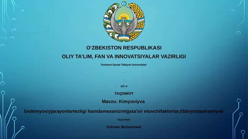 Kimyoviy va biokimyoviy jarayonlarni ta'sir etuvchi faktorlar