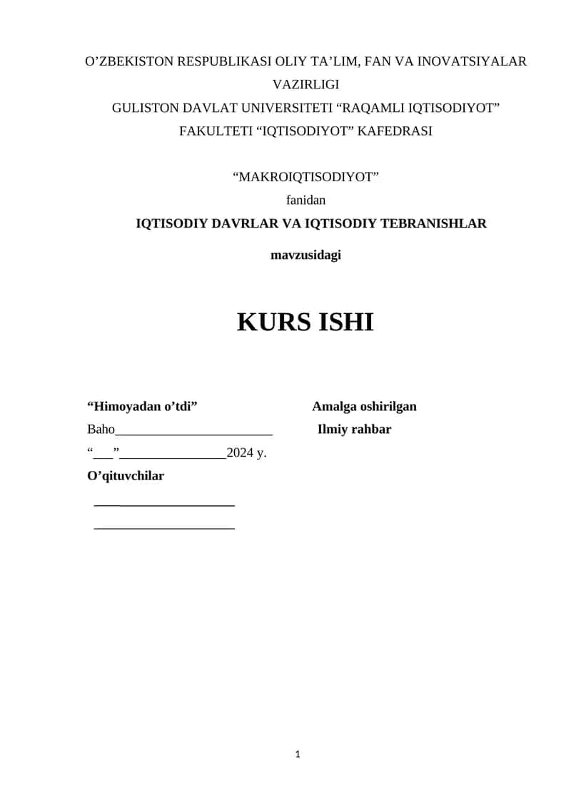 IQTISODIY DAVRLAR VA IQTISODIY TEBRANISHLAR