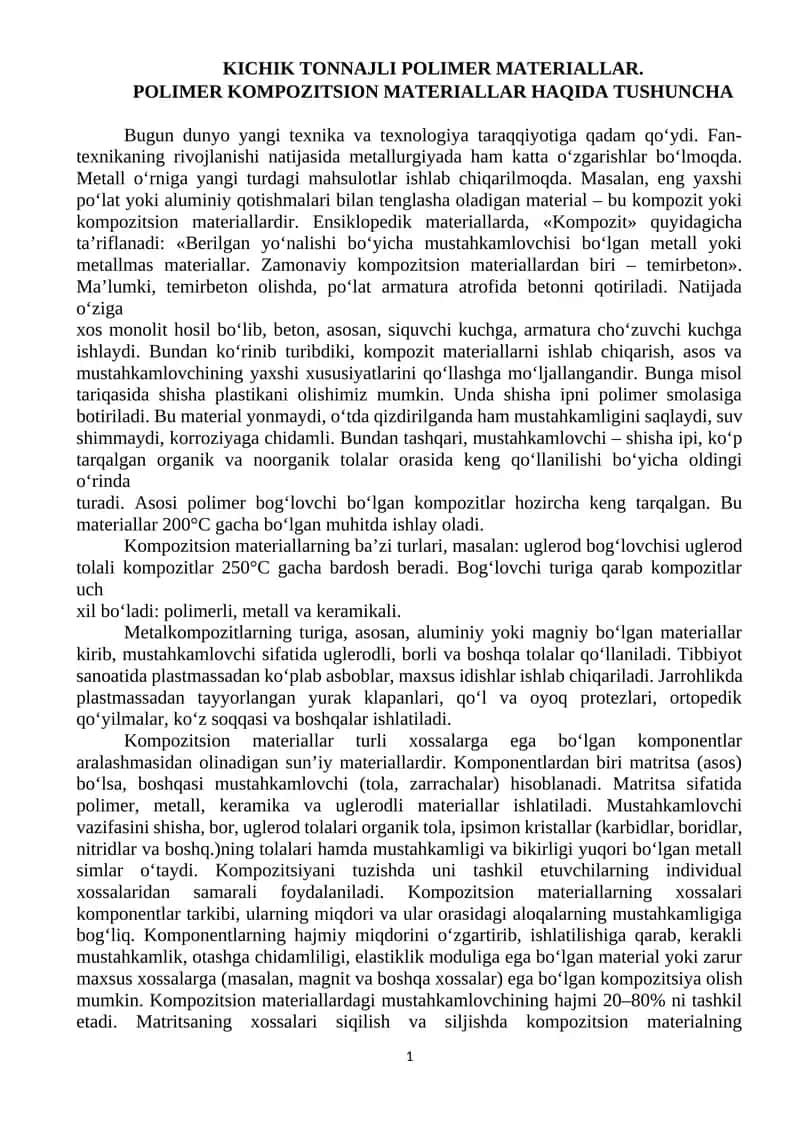 Polimer kompozitsion materiallar
