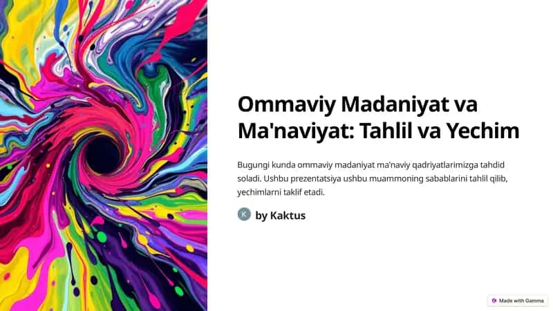 Ommaviy Madaniyat va Ma'naviyat: Tahlil va Yechim