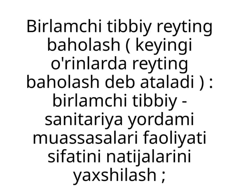 Birlamchi Tibbiy Reyting Baholash