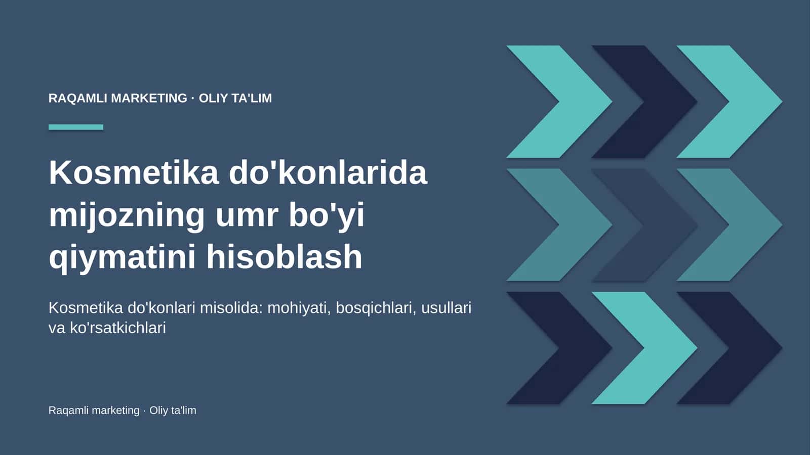 Kosmetika do'konlarida mijozning umr bo'yi qiymatini hisoblash