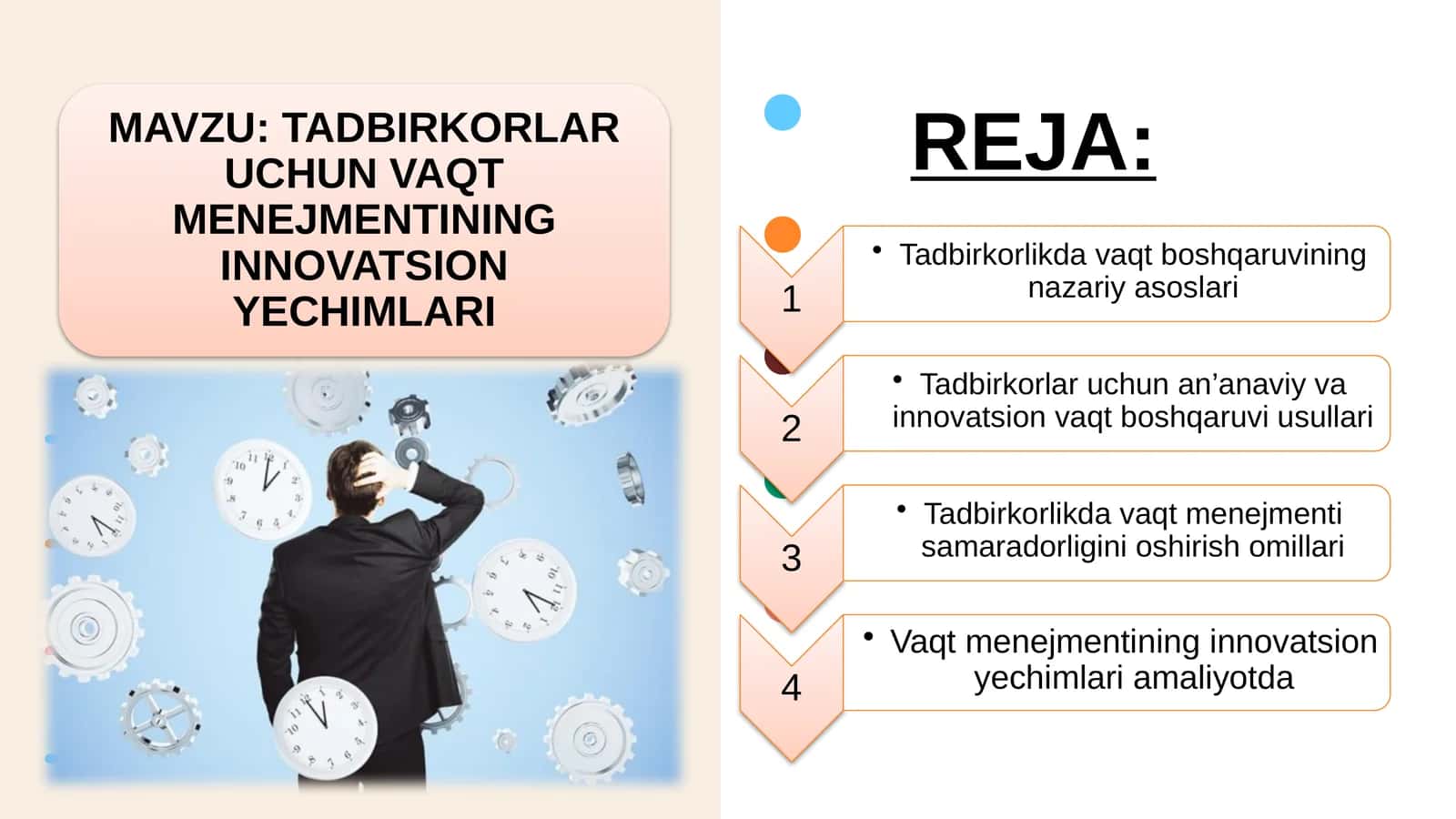 TADBIRKORLAR UCHUN VAQT MENEJMENTINING INNOVATSION YECHIMLARI