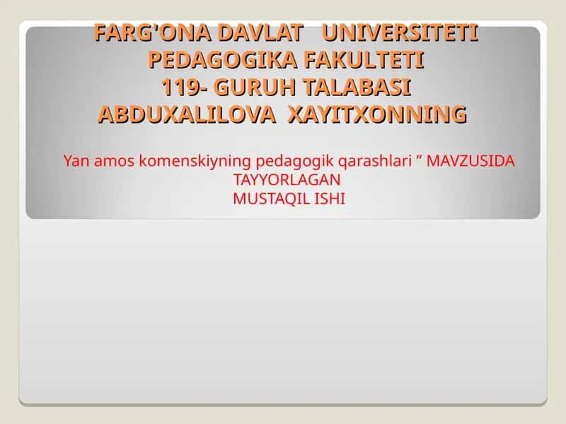 Yan amos komenskiyning pedagogik qarashlari