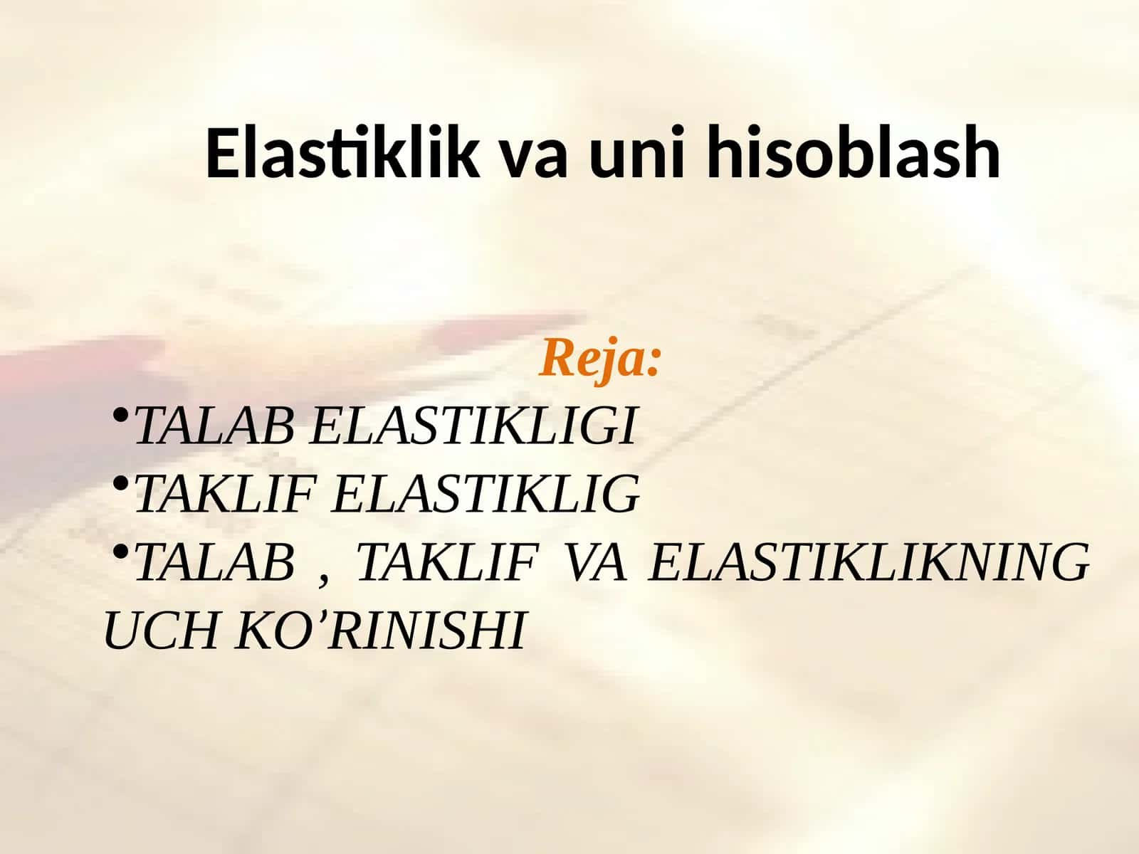 Elastiklik va uni hisoblash