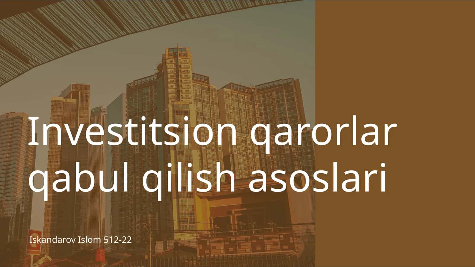 Investitsion qarorlar qabul qilish asoslari